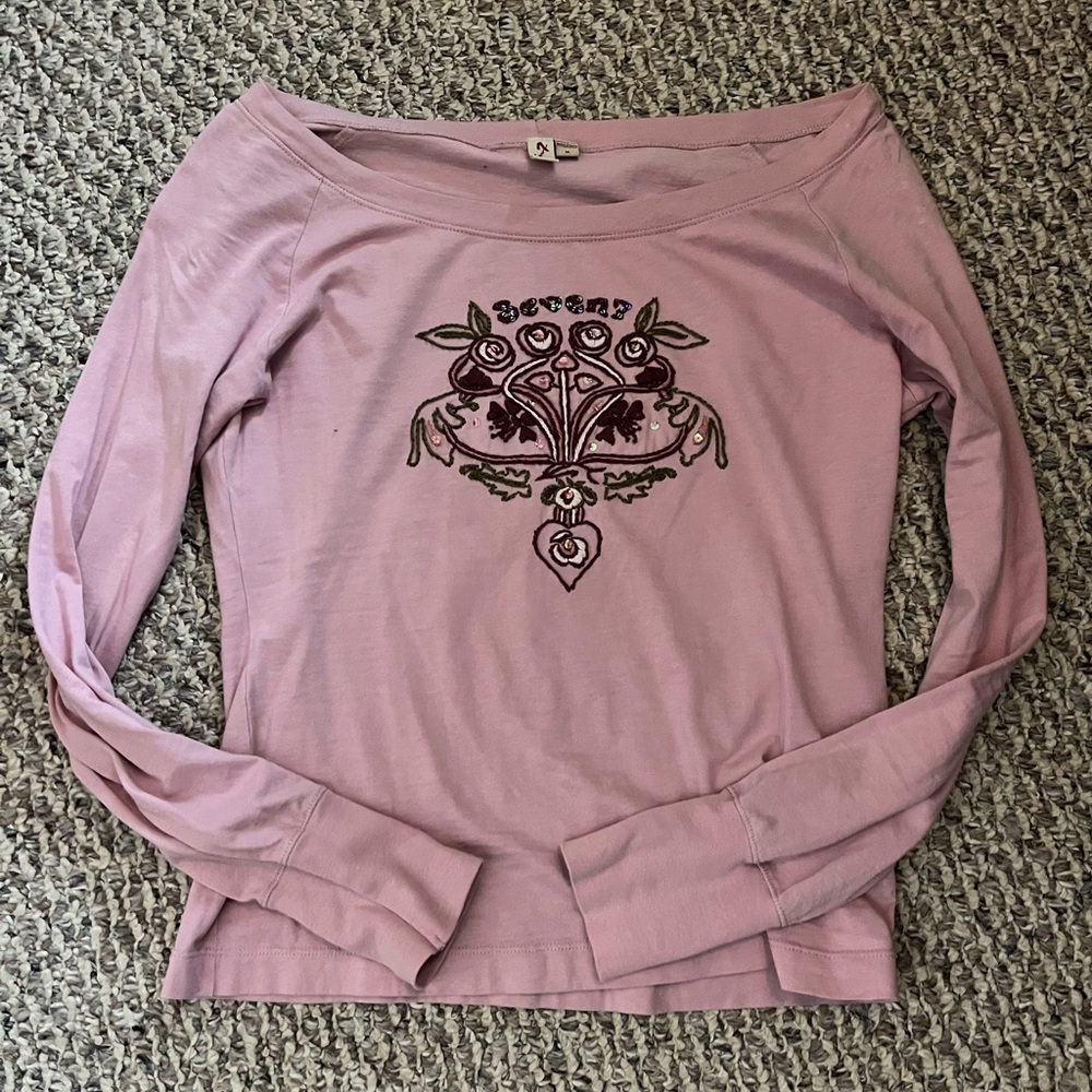 7seven y2k rhinestone long sleeve top
